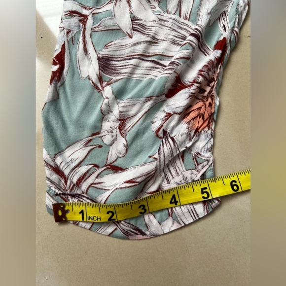 Eloise Pants Women 1 Mustard Yellow Grey Floral Print Smocked Elastic Cotton - Picture 8 of 16